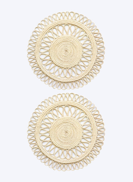CORO CORA - SET OF TWO HAND WOVEN MAGNOLIA PLACEMATS, NATURAL - 1