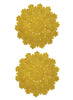 SET OF 2 FLEUR PLACEMATS - Pair of large, hand-woven raffia placemats in yellow - 2