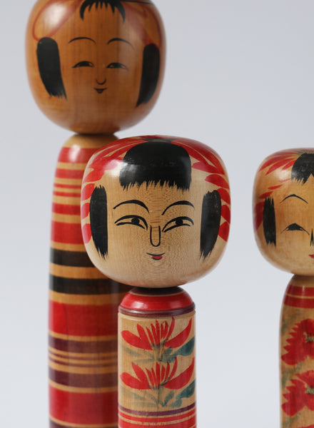 Group of Six Unique Vintage Japanese Kokeshi Doll Hijiori Kei - 2