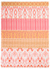 THE POSITANO WRAP - Pink, red and tan printed modal and cashmere scarf - flat