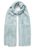 JANECARR - THE SKYLINE - Pale blue cashmere scarf with light gold stripes - 1