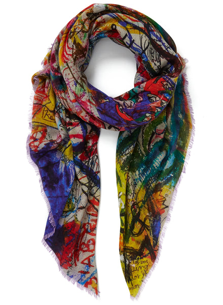 JANE CARR X DIETER ROTH TISCHMATTE SCARF - Printed modal cashmere scarf - tied