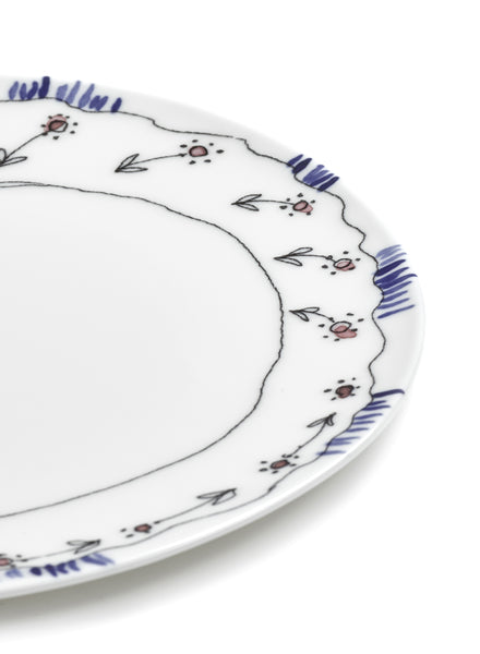 SET OF TWO Anemone Milk BREAKFAST PLATES - MARNI - From the Midnight Flowers collection