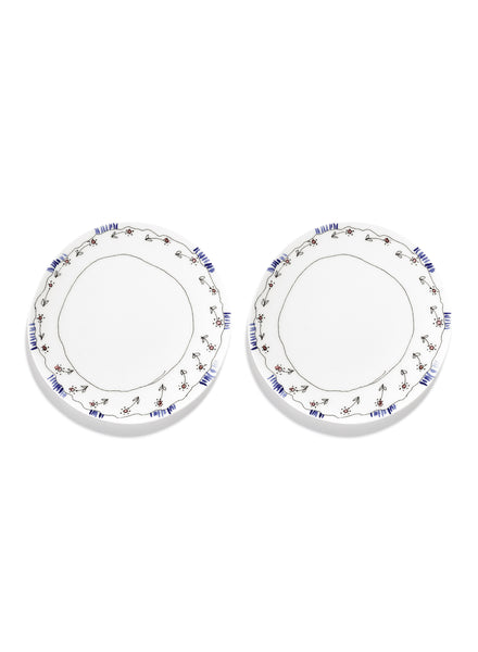 SET OF TWO Anemone Milk BREAKFAST PLATES - MARNI - From the Midnight Flowers collection