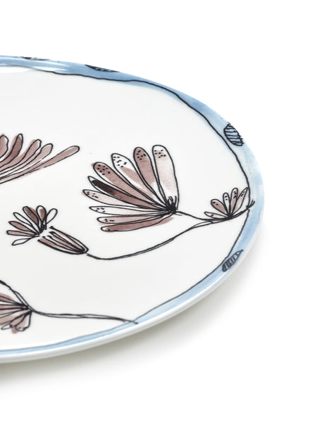 SET OF TWO Camelia Aubergine BREAKFAST PLATES - MARNI - From the Midnight Flowers collection