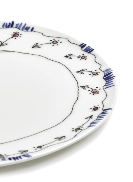 SET OF TWO Anemone Milk DINNER PLATES - MARNI - From the Midnight Flowers collection