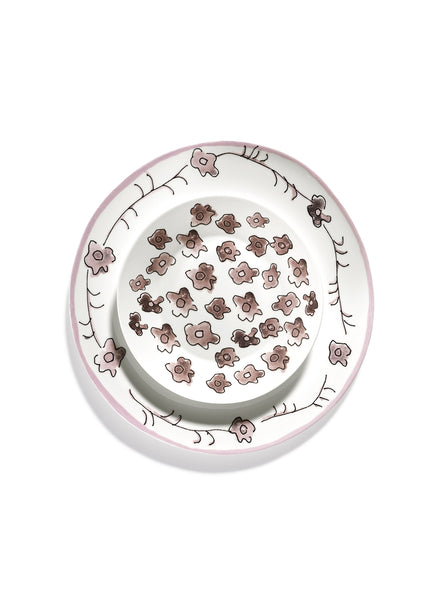 SET OF TWO Dark Viola DINNER PLATES - MARNI - From the Midnight Flowers collection