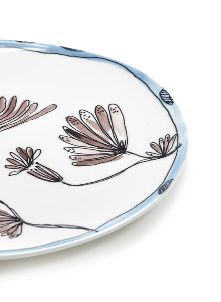 SET OF TWO Camelia Aubergine DINNER PLATES - MARNI - From the Midnight Flowers collection
