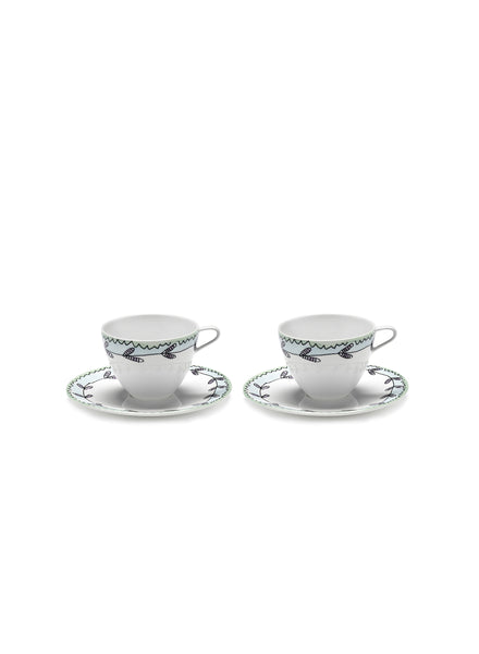 SET OF TWO Blossom Milk ESPRESSO CUPS AND SAUCERS - MARNI - From the Midnight Flowers collection