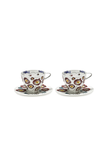 SET OF TWO CAPPUCCINO CUPS AND SAUCERS BY MARNI - From the Midnight Flowers collection - 1