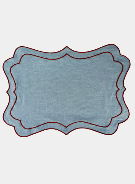 MARIAIDA - SET OF FOUR BRISA BLUE LINEN PLACEMATS - 1