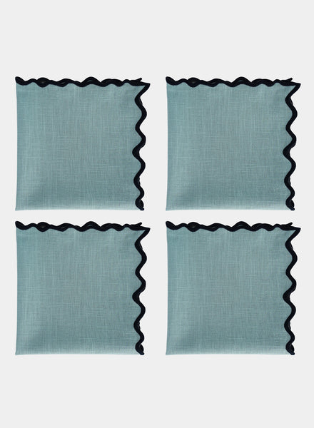 MARIAIDA - SET OF FOUR VILA BLUE LINEN NAPKINS - 1