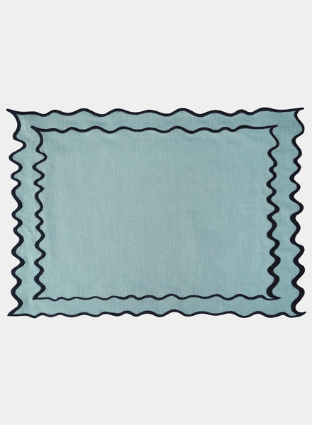 MARIAIDA - SET OF FOUR VILA BLUE LINEN PLACEMATS - 1