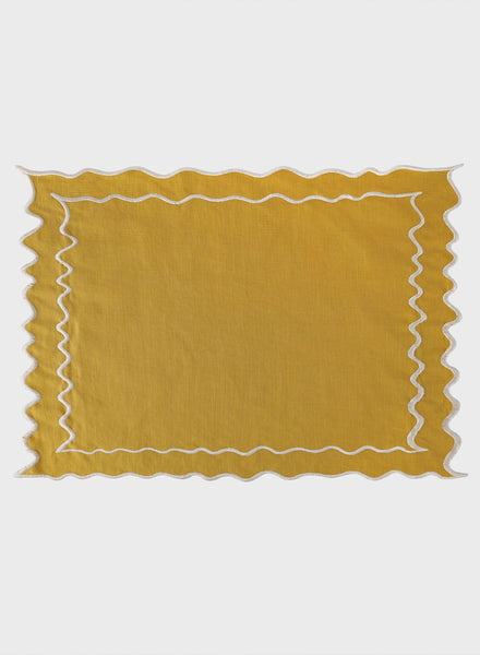 MARIAIDA - SET OF FOUR VILA YELLOW LINEN PLACEMATS - 1
