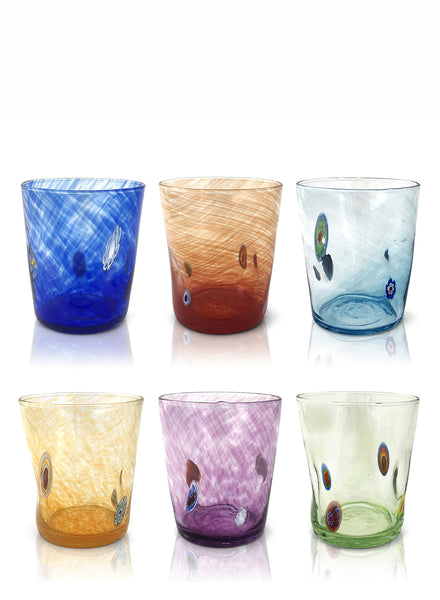 Set of Six Goti de Fornasa Murano Tumblers - Straight - Front