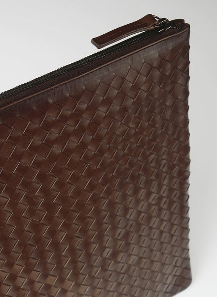 JANE CARR - DRAGON DIFFUSION - Dark Brown A4 Woven Pochette - close up