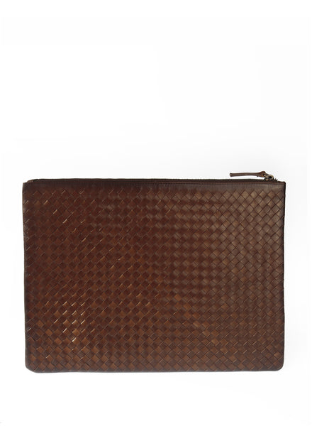 JANE CARR - DRAGON DIFFUSION - Dark Brown A4 Woven Pochette - front