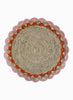 SET OF 2 PETAL PLACEMATS - Pair of large, hand-woven raffia placemats in light pink and orange - 1