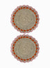 SET OF 2 PETAL PLACEMATS - Pair of large, hand-woven raffia placemats in light pink and orange - 2