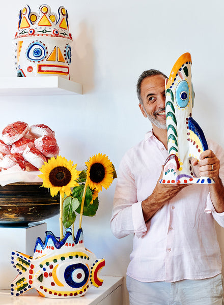 OTTOLENGHI Sicily Stoneware Long Fish Vase - 4