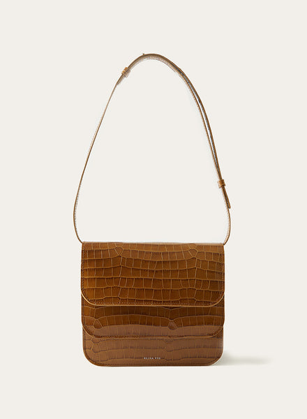 REJINA PYO - Ana Caramel Leather Emboss Croc Bag - 1