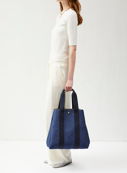 RUE DE VERNEUIL - The Traversée Denim Blue High Cotton Tote - 2