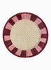 SET OF TWO TWIST PLACEMATS - Pair of large, hand woven raffia placemats in burgundy and pink - one