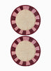SET OF TWO TWIST PLACEMATS - Pair of large, hand woven raffia placemats in burgundy and pink - two