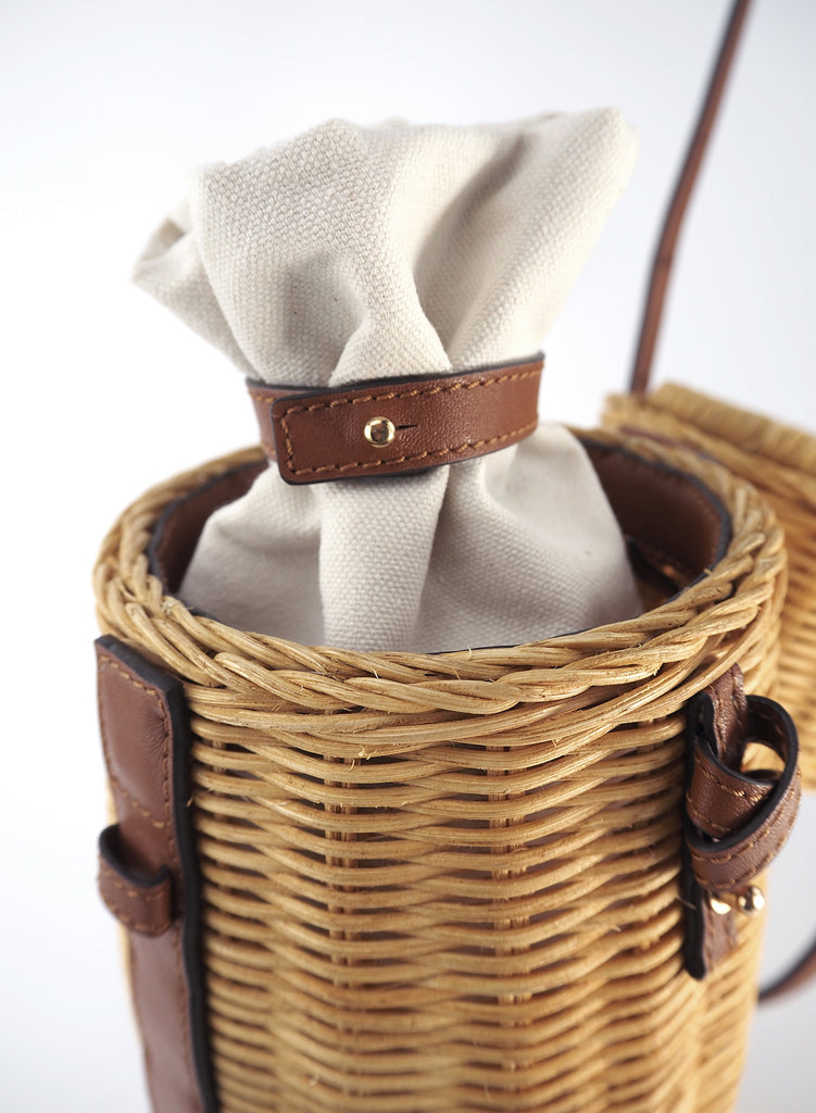 ULLA JOHNSON Natural Wicker Bottle Carrier โ JANECARR