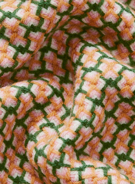 THE SLALOM THROW, multicolour checked wool and cashmere throw, Detail