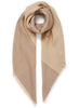 JANE CARR The Jenga Square in Light Beige, neutral checked lambswool scarf – tied