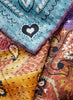 JANE CARR The Atlas Petit Foulard in Multi, bright multicolour printed silk twill scarf – detail