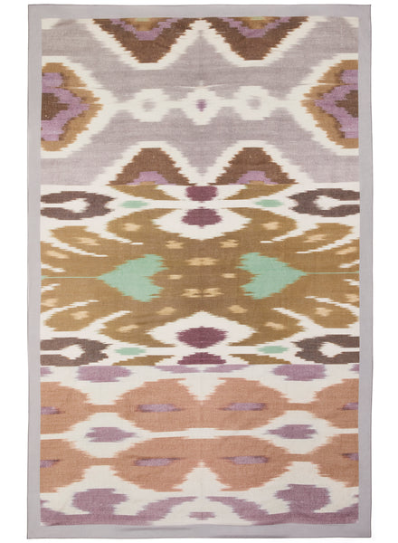 The Ikat Pareo, grey multicolour printed cotton and silk-blend pareo – flat