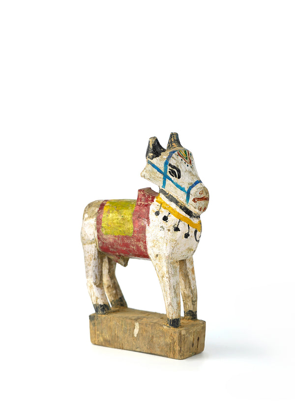 Vintage Painted Wooden Nandi Sculpture III