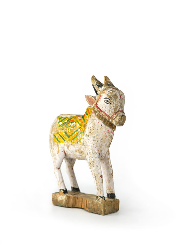 VINTAGE PAINTED WOODEN NANDI SCULPTURE - 1