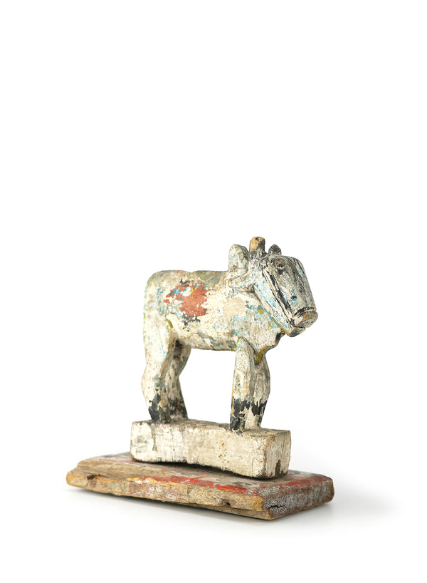 VINTAGE PAINTED WOODEN NANDI SCULPTURE - 1