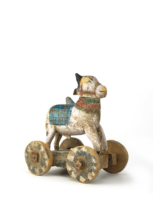 VINTAGE PAINTED WOODEN NANDI SCULPTURE - 1