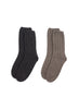 JANECARR - Set Of Two Men’s Cable Cashmere Socks, Charcoal And Wood - Two Pairs