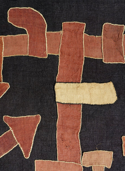 AUTHENTIC HANDMADE KUBA CLOTH CUSHION FROM CONGO, BLACK 1 - Detail