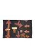 AUTHENTIC HANDMADE KUBA CLOTH CUSHION FROM CONGO, BLACK 4 - Flat
