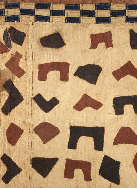 AUTHENTIC HANDMADE KUBA CLOTH CUSHION FROM CONGO, IVORY 1 - Detail