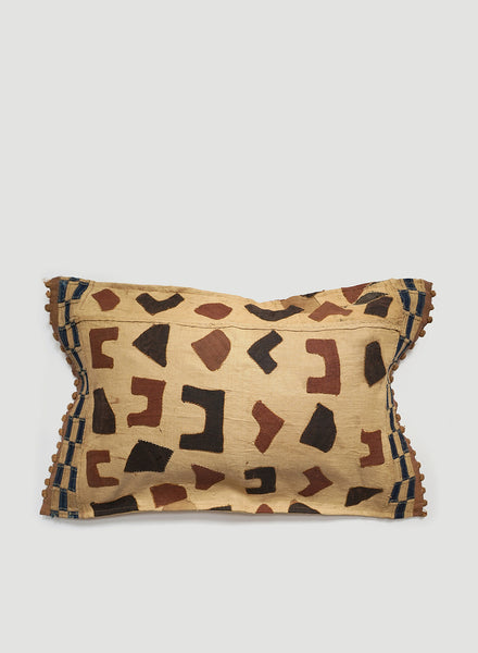 AUTHENTIC HANDMADE KUBA CLOTH CUSHION FROM CONGO, IVORY 1 - Lead Image 