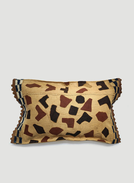 AUTHENTIC HANDMADE KUBA CLOTH CUSHION FROM CONGO, IVORY 2 - Lead Image