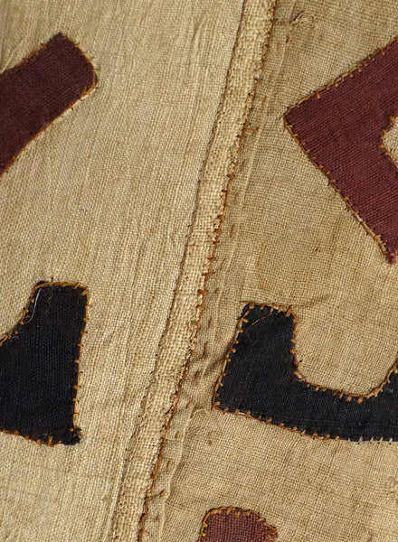 AUTHENTIC HANDMADE KUBA CLOTH CUSHION FROM CONGO, IVORY 3 - Detail