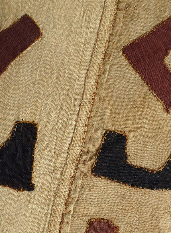 AUTHENTIC HANDMADE KUBA CLOTH CUSHION FROM CONGO, IVORY 3 - Detail
