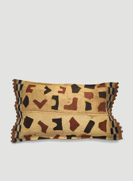 AUTHENTIC HANDMADE KUBA CLOTH CUSHION FROM CONGO, IVORY 3 - Lead Image 