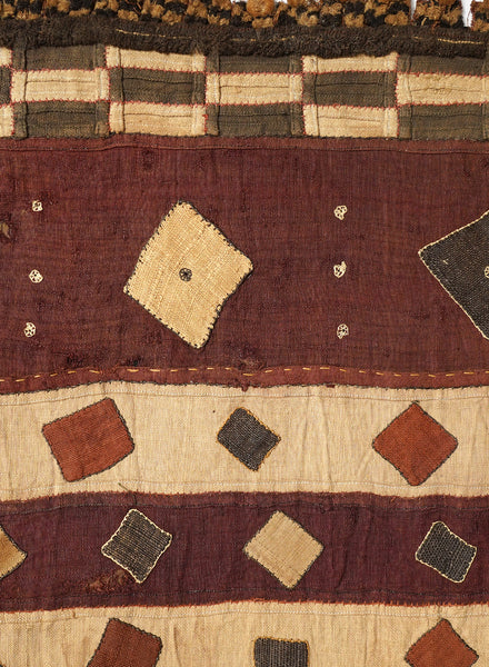AUTHENTIC HANDMADE KUBA CLOTH CUSHION FROM CONGO, STRIPE 3 - Detail
