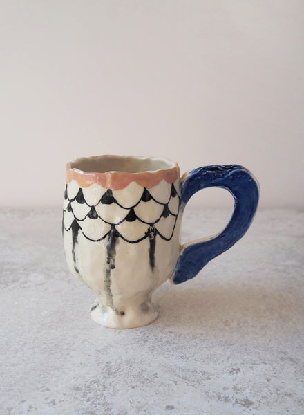 MEGAN BAKER - Black & White Fish Scale Mug - 1