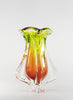 Bohemia Tulip Glass Vase - Orange, Yellow and Green - front