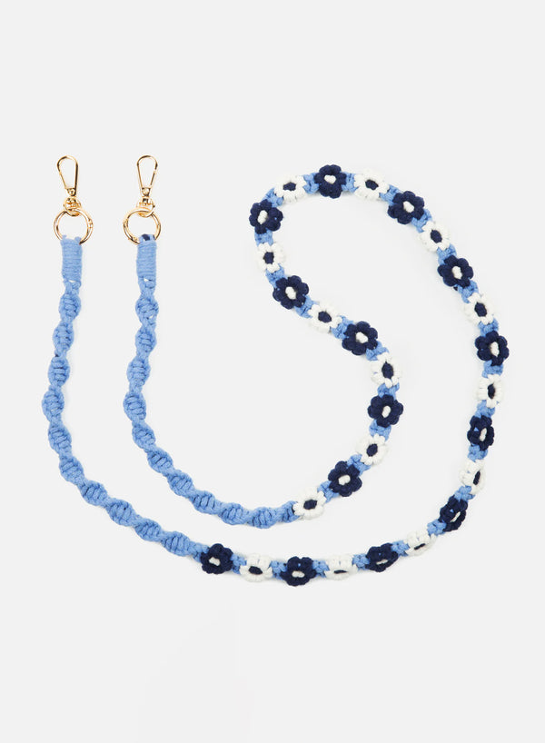 CHARLOT PARIS - Fleur Blue Braided Cotton Phone Strap - 1